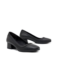 Zapato cerrado tacón medio para oficina en cuero REF MTD1691BS