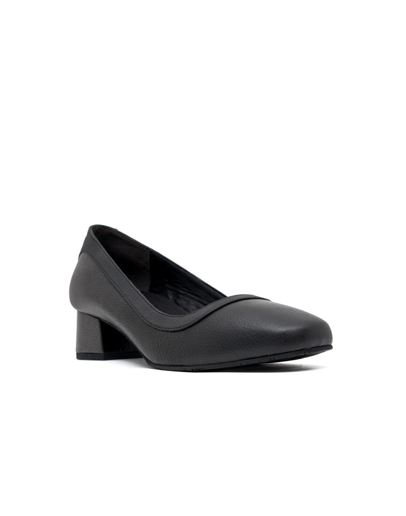 Zapato cerrado tacón medio para oficina en cuero REF MTD1691BS