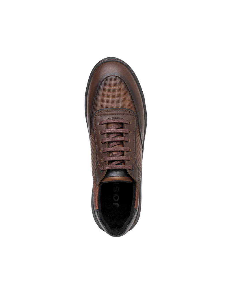 Zapato de atadura casual de cuero color café