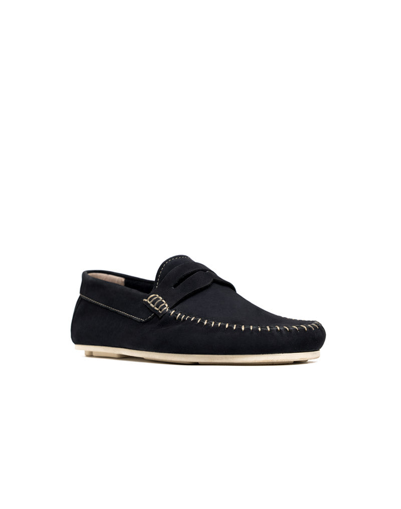 Mocasín Casual De Diseño Atemporal  En Cuero Colombiano Azul – Josh - Color Azul