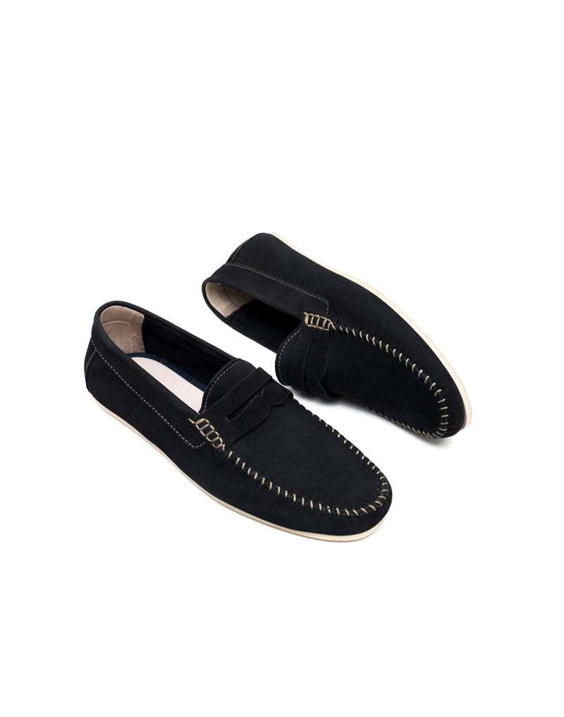 Mocasín Casual De Diseño Atemporal  En Cuero Colombiano Azul – Josh - Color Azul