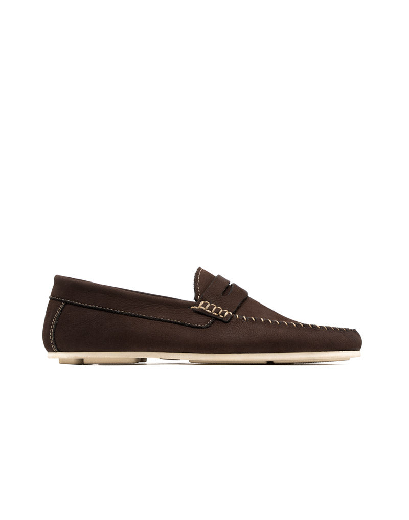 Mocasín Casual De Diseño Atemporal Para Hombre En Cuero Colombiano Azul en color Café