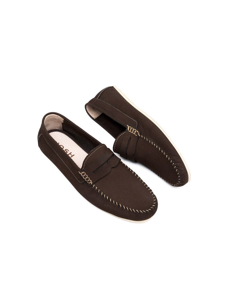Mocasín Casual De Diseño Atemporal  En Cuero Colombiano Azul – Josh - Color Café