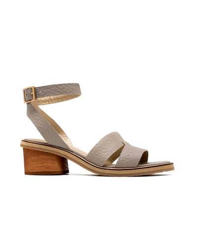 Sandalia tacon de cuero  en gris – Josh - Color Gris