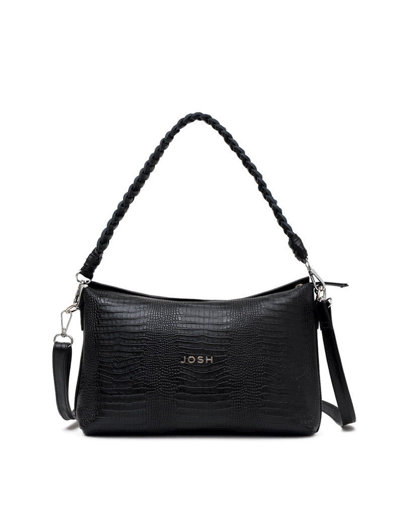 Bolso manos libres en cuero para dama color negro
