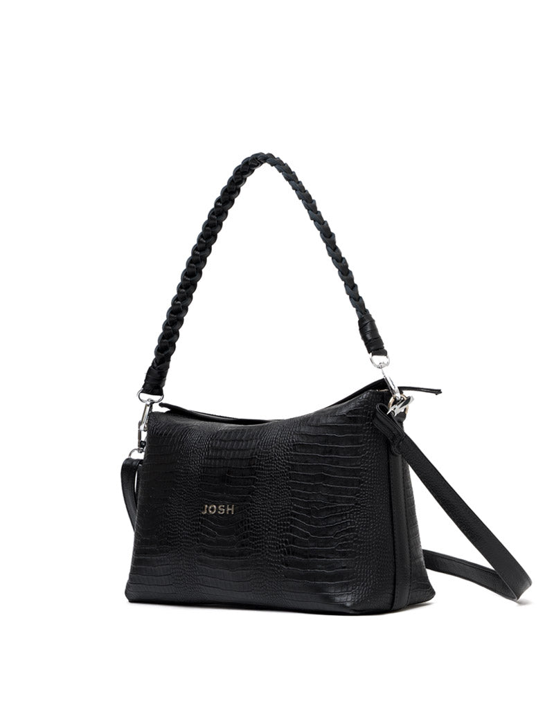 Bolso manos libres en cuero para dama color negro