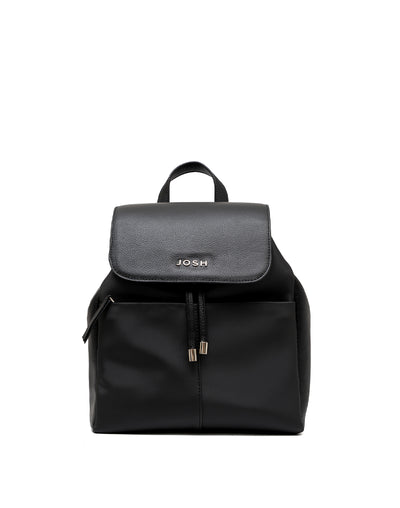 Morral en cuero y lona  - Color Negro