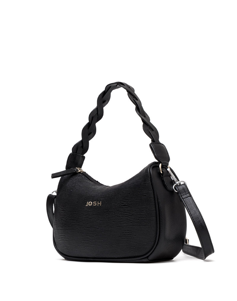 Bolso manos libres en cuero para dama color negro