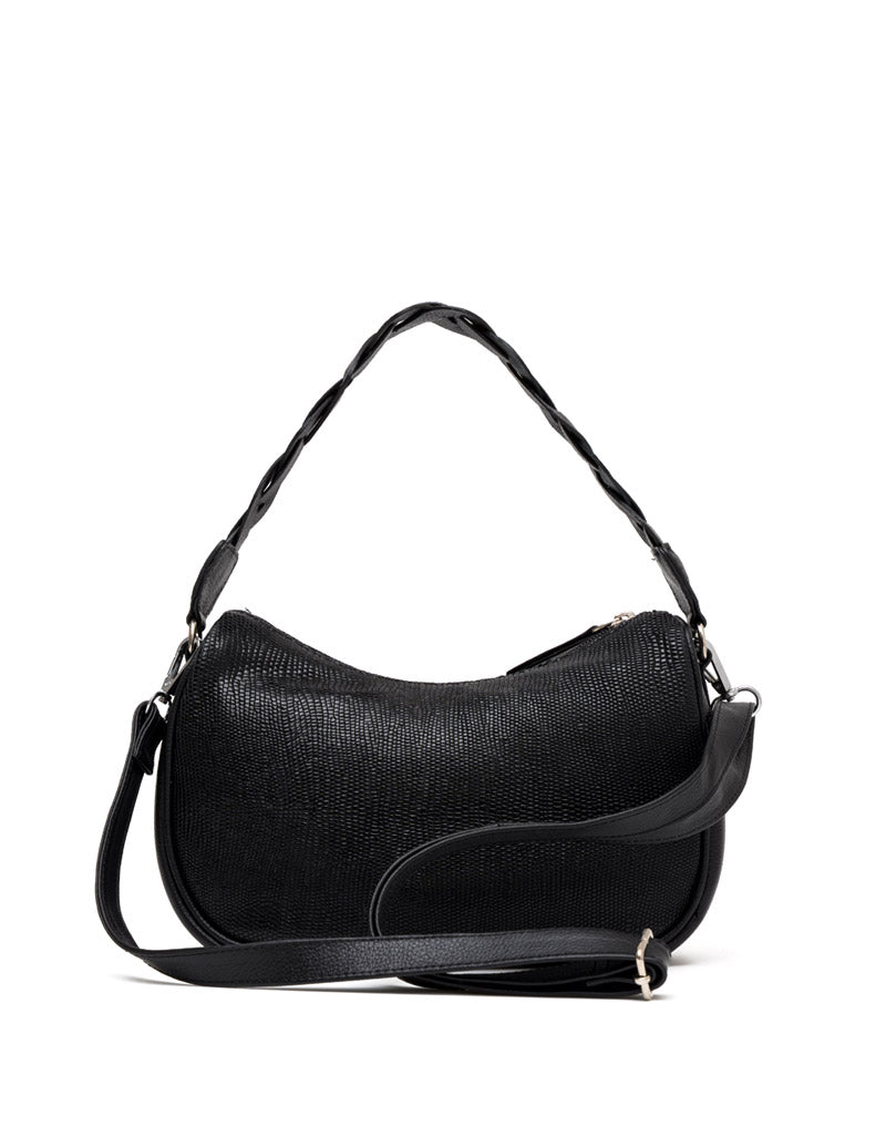Bolso manos libres en cuero para dama color negro