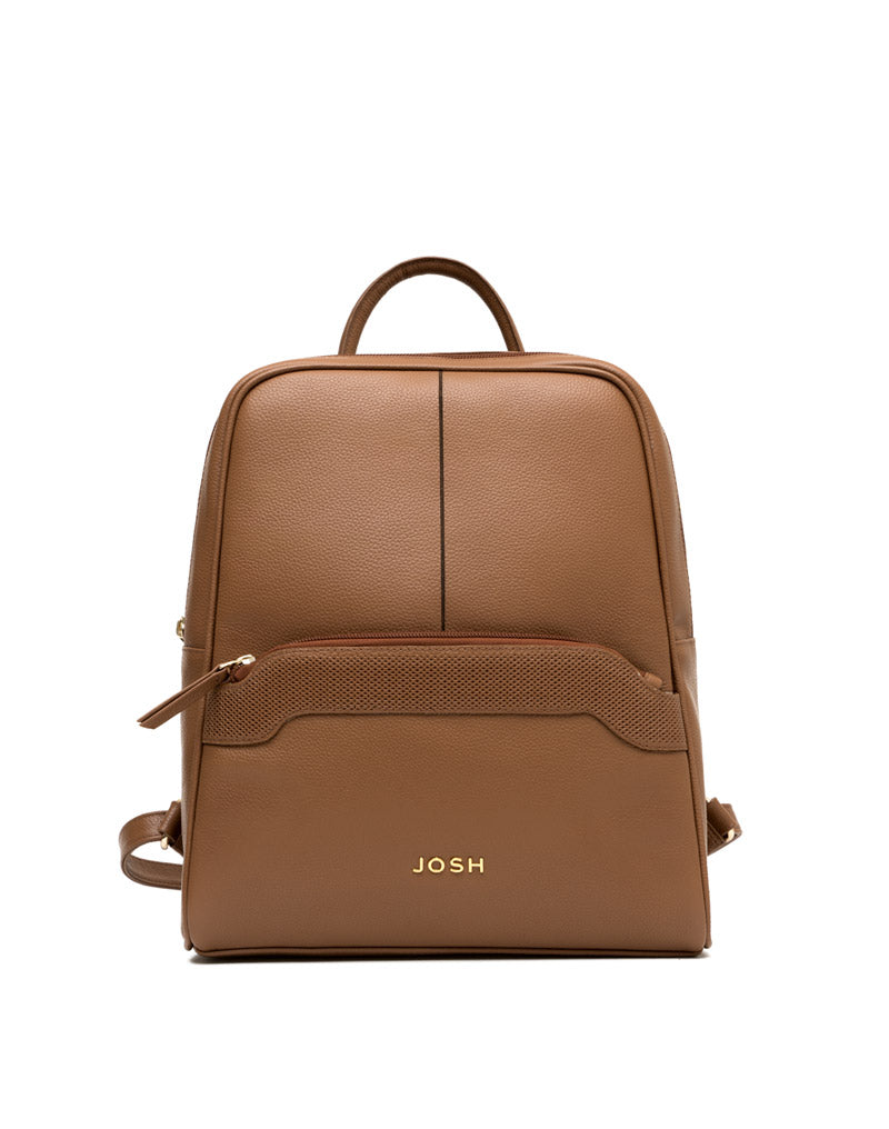 Morral en cuero con grabado para mujer en color Miel