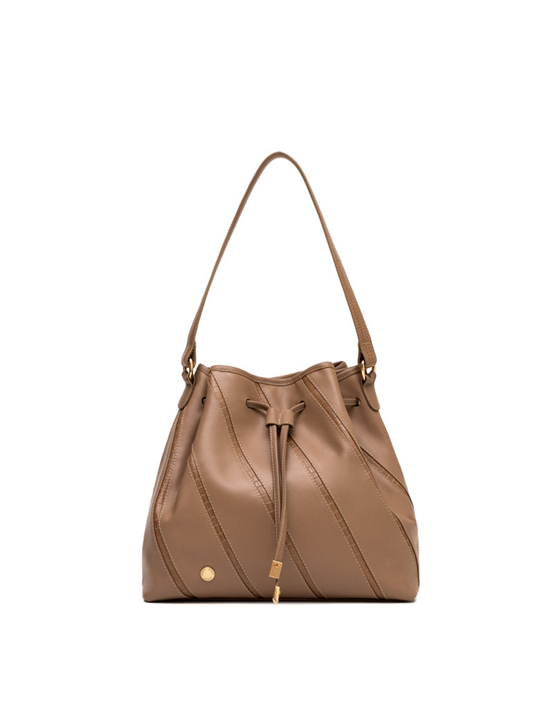 Cartera en cuero para dama color Taupe