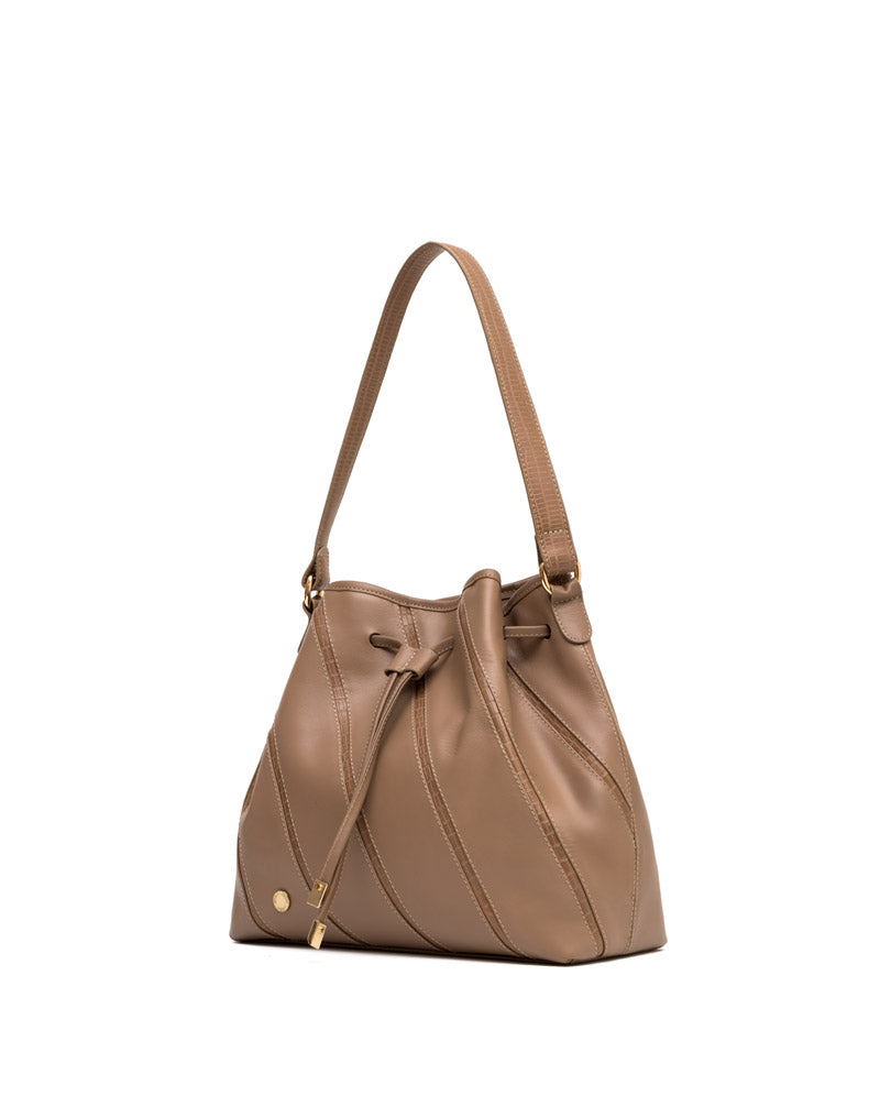 Cartera en cuero para dama color Taupe