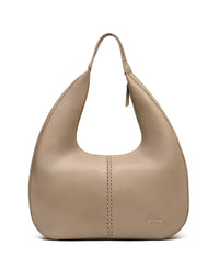 Cartera con tejido en cuero para dama color talco
