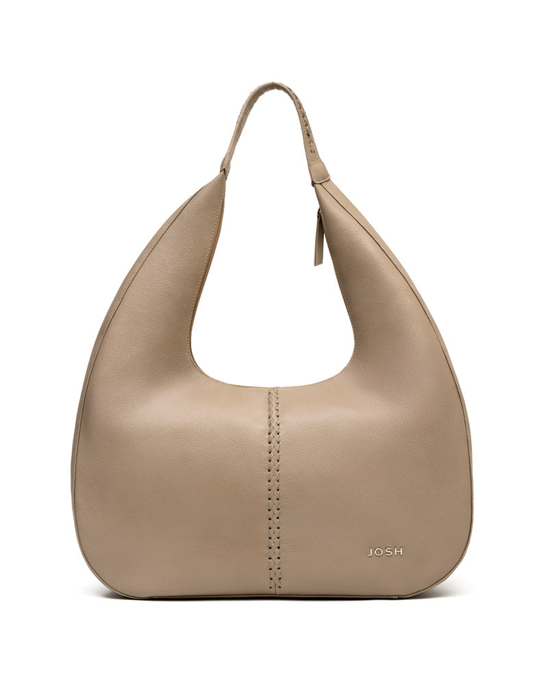 Cartera con tejido en cuero para dama color talco
