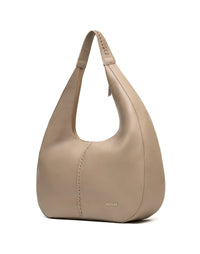 Cartera con tejido en cuero para dama color talco