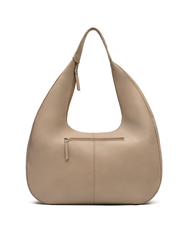 Cartera con tejido en cuero para dama color talco