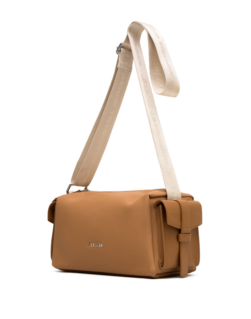 Bolso manos libres en cuero y lona para dama REF P2928