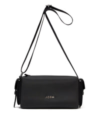 Bolso manos libres en cuero y lona para dama color negro