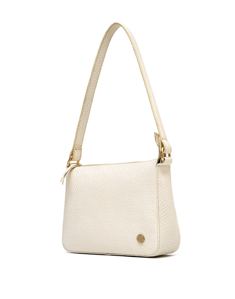 Bolso manos libres en cuero para dama color blanco