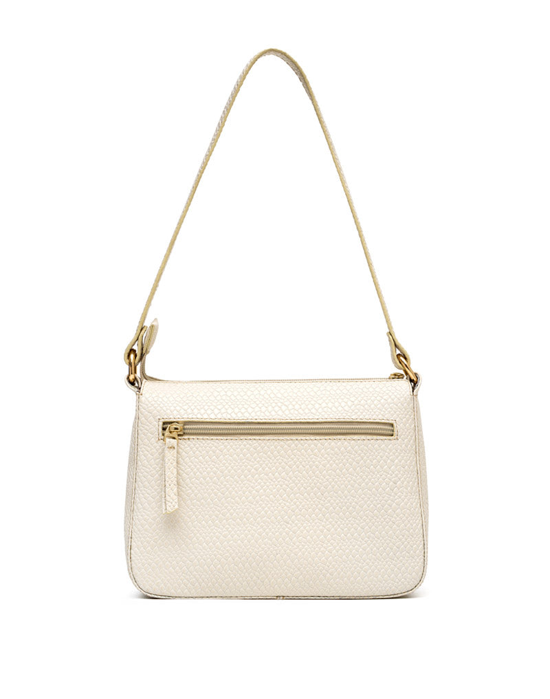 Bolso manos libres en cuero para dama color blanco