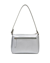 Bolso manos libres en cuero para dama color plateado