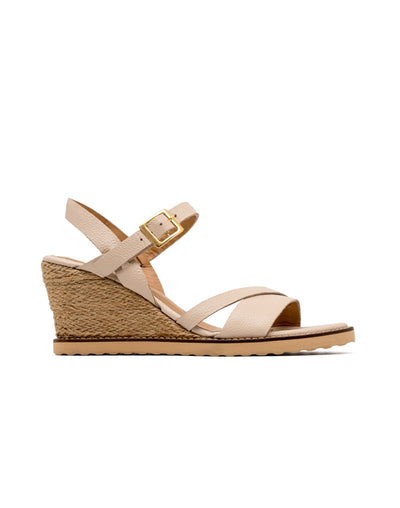 Sandalia bohemia tacón corrido, liviana y femenina en cuero  en Naranja – Josh - Color Naranja