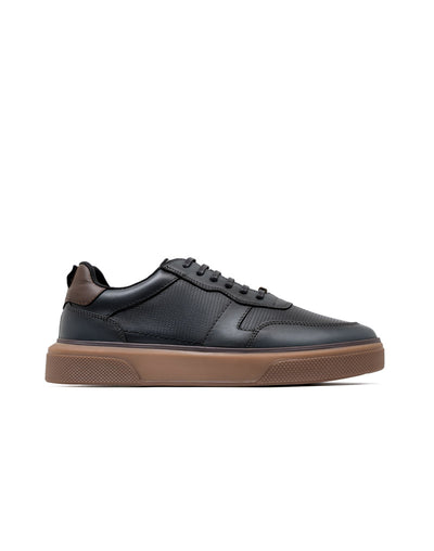 Zapato de cordon casual  en cuero negro – Josh - Color Negro