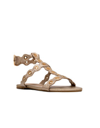 Sandalia plana femenina y sofisticada en cuero,  REF SOLEI01M