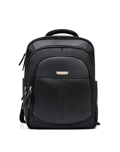 Morral en cuero y lona  - Color Negro