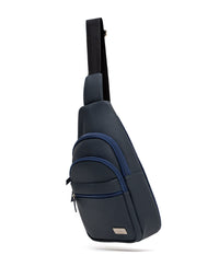 Bolso manos libres en cuero para hombre color azul