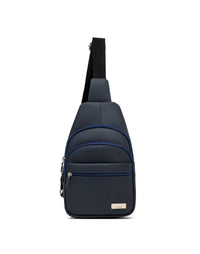 Bolso manos libres en cuero para hombre color azul