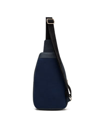 Bolso manos libres en cuero para hombre color azul
