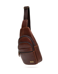 Bolso manos libres en cuero para hombre color café