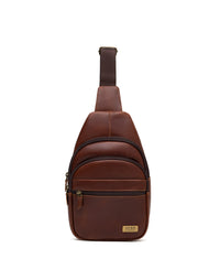 Bolso manos libres en cuero para hombre color café
