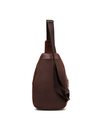 Bolso manos libres en cuero para hombre color café