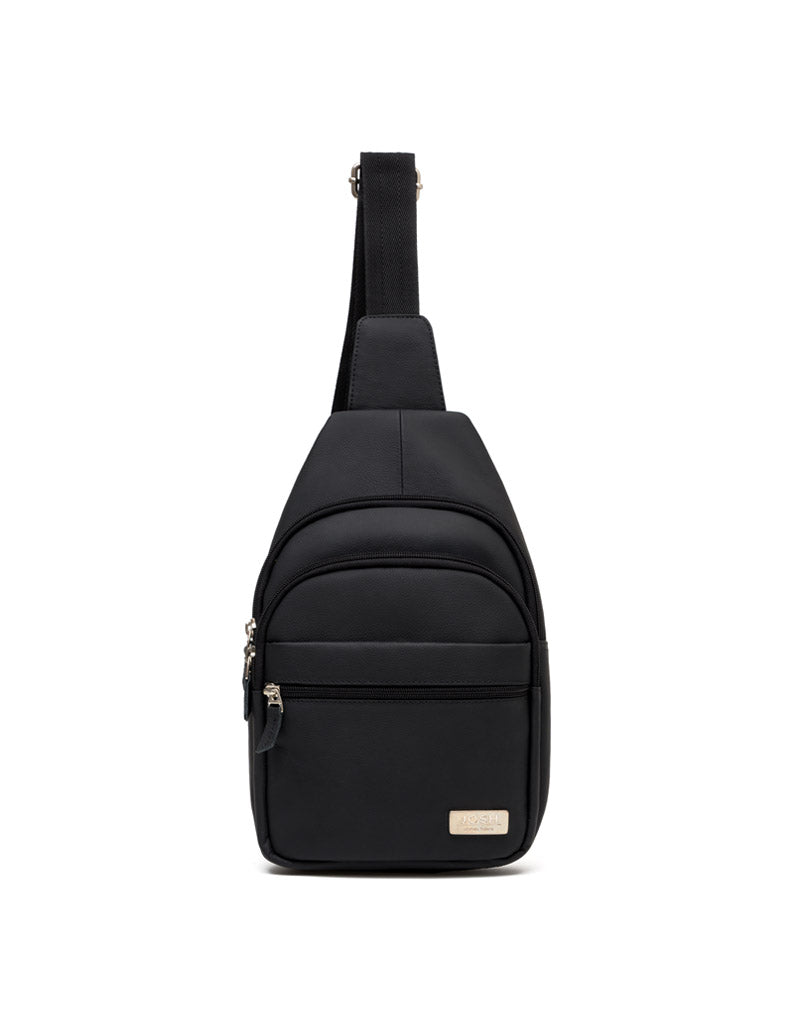 Bolso manos libres en cuero para hombre color negro