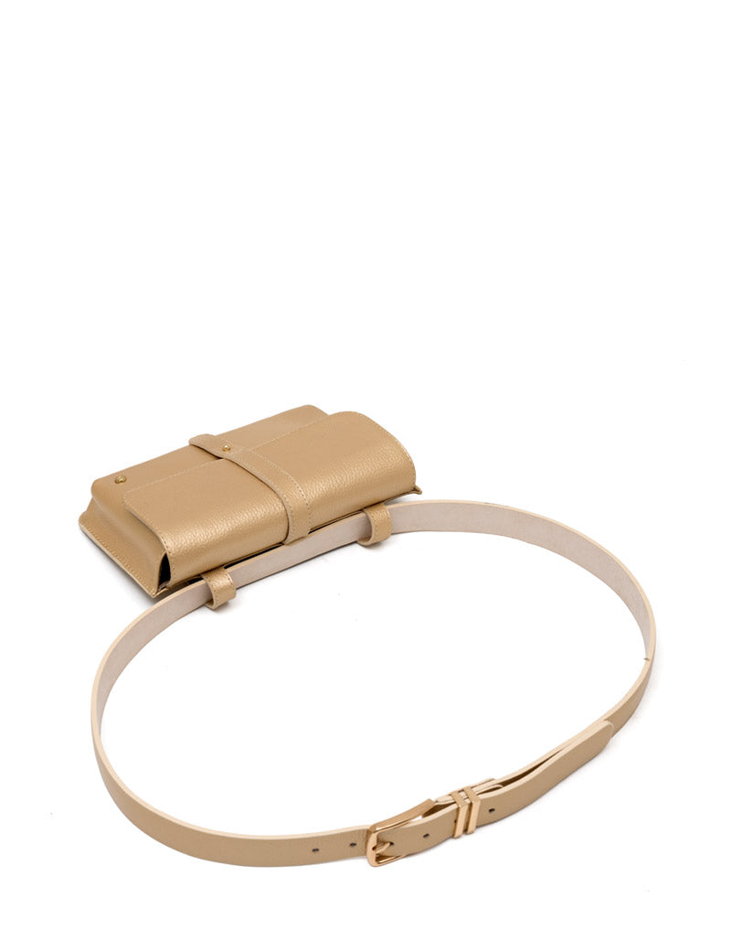 Manos libres en cuero para dama dorado REF T2903