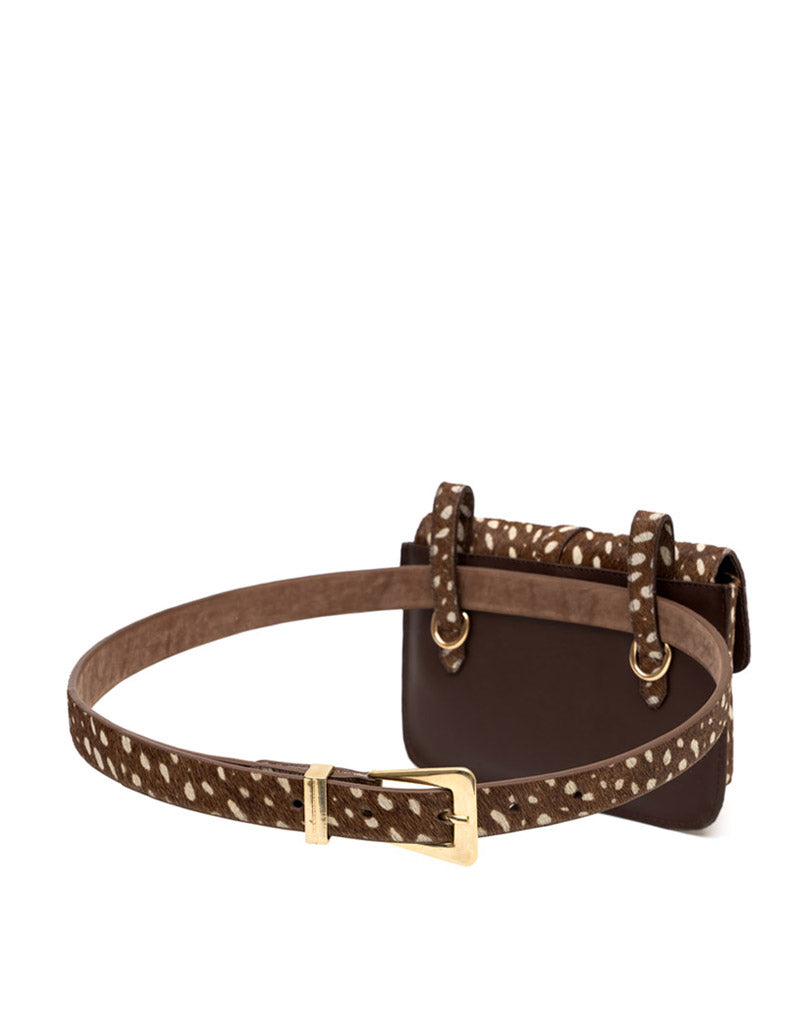 Manos libres en cuero bambi para dama color miel