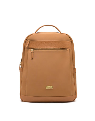 Morral  en cuero y lona .