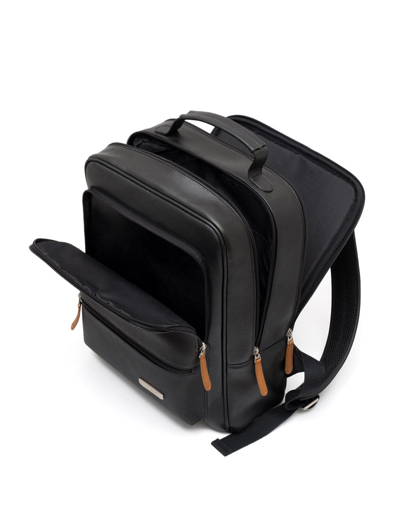 Morral en cuero para hombre color negro