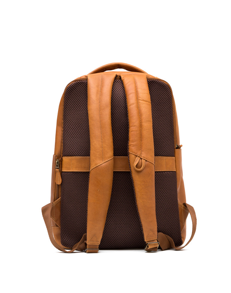 Morral versátil en cuero para hombre color miel