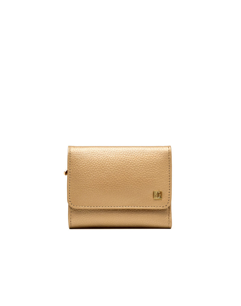 Billetera en cuero para dama en color Dorado