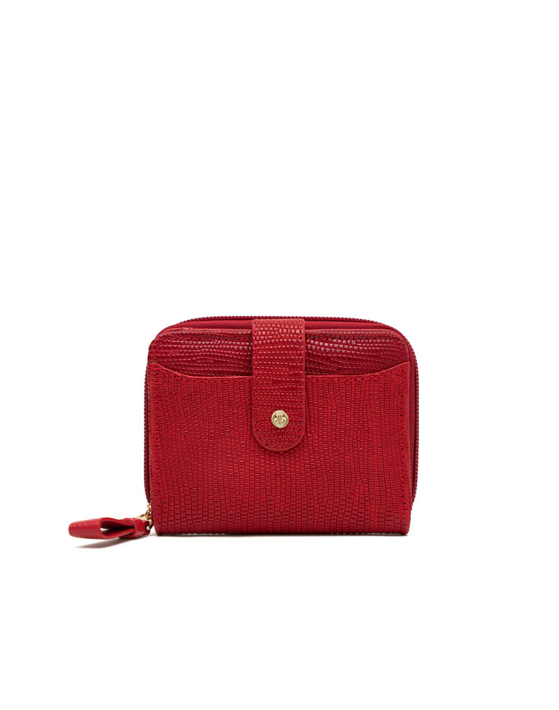 Billetera para mujer en cuero color Rojo grabado elegante Marca Josh - REF TDJ077