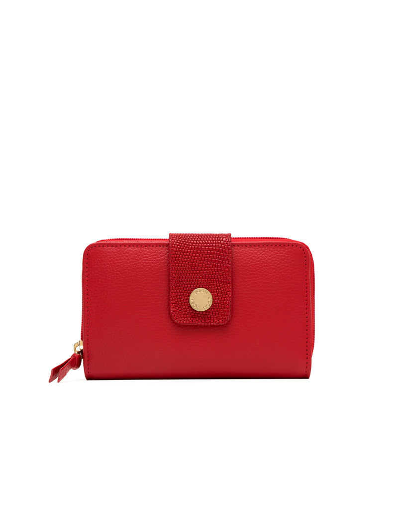 Billetera para mujer en cuero color rojo con monedero integrado Marca Josh - REF TDJ078