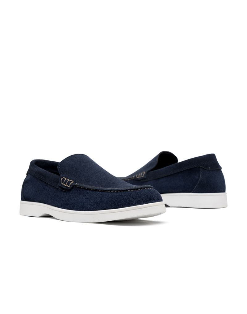 Mocasín casual para hombre en cuero carnaza  color azul