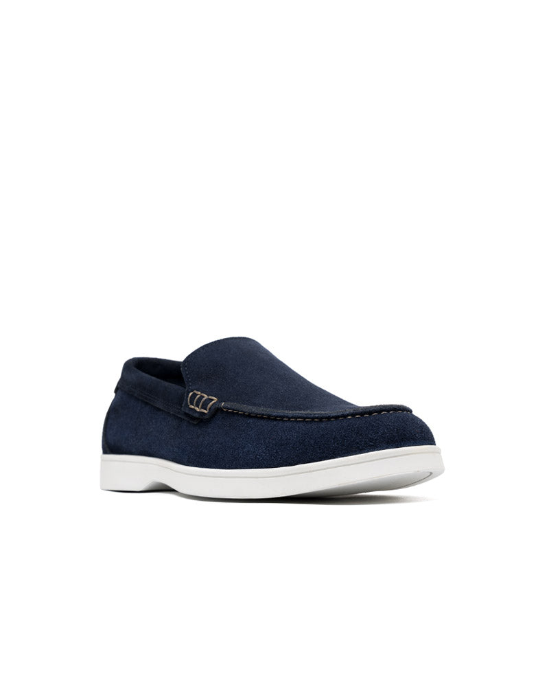 Mocasín casual para hombre en cuero carnaza  color azul