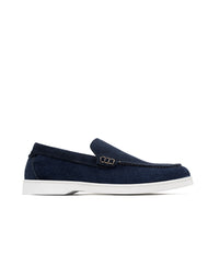 Mocasín casual para hombre en cuero carnaza  color azul