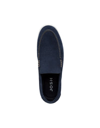Mocasín casual para hombre en cuero carnaza  color azul