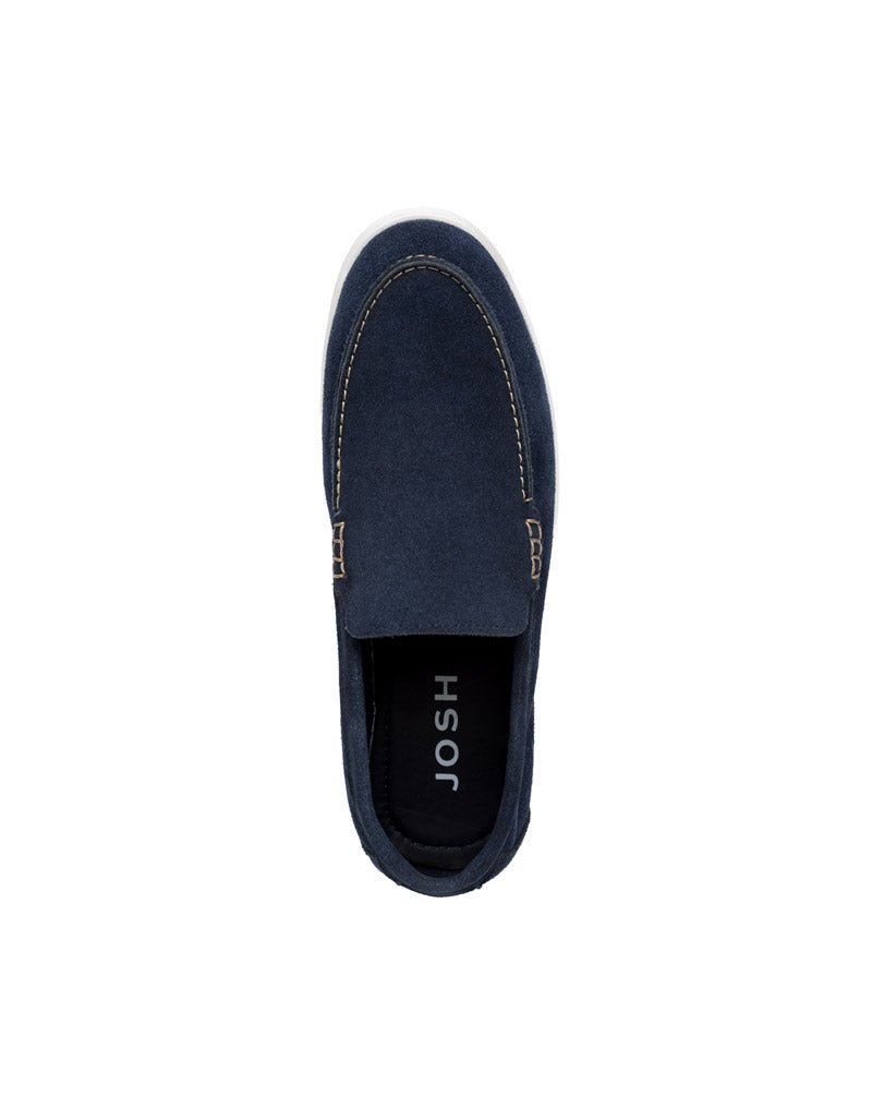 Mocasín casual para hombre en cuero carnaza  color azul
