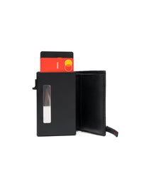 Billetera tríptica en cuero suave para hombre color negro